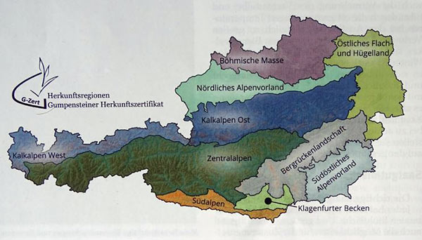 Naturräumliche Großeinheiten für Österreich gemäß Prüfrichtlinie für die Zertifizierung 