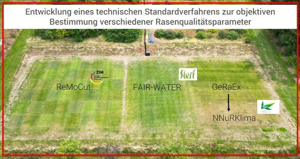 Forschungsprojekte auf der Versuchsfläche des Kompetenzzentrums Rasen KORA. 