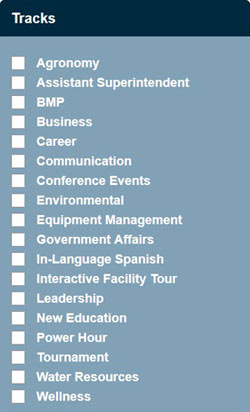 Filter der GCSAA-Konferenz-App