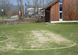 Anlage des Nachsaat-Versuches am 18.3.2015, Freiburger Golfclub