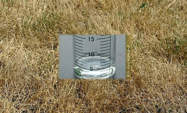 Niederschläge werden im Regenmesser in mm gemessen, das ist gleich l/m².